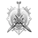 Viking axe made from roses tattoo design idea