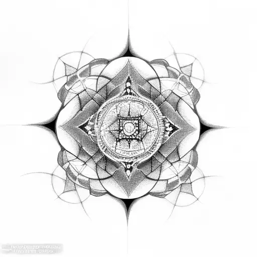 Metatron's Cube surrounded by mandalas tattoo design idea