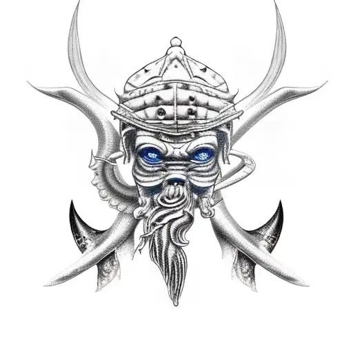 fisherman poseidon tattoo design idea