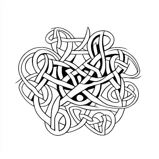 Celtic knot and bird footprints and two hearts  tattoo design idea