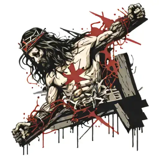 old school jesus crucified  tattoo design idea
