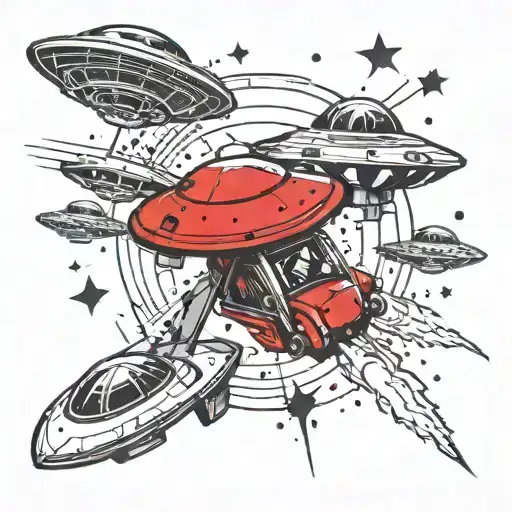 old school ufo  tattoo design idea
