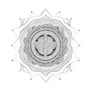 Mandala on shoulder that has a pattern coming down the triceps and connects to a mandala with a center on elbow tattoo design idea