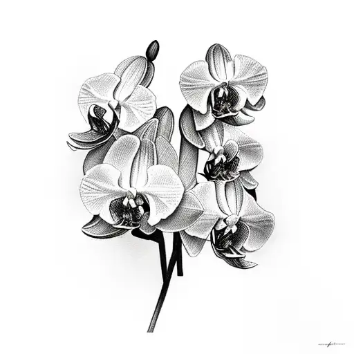orchids with the word strength tattoo design idea