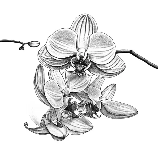 orchids that spell strength tattoo design idea