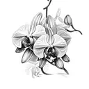 orchids with the word strength tattoo design idea