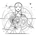 planets and stars inside the outlined figure of a woman tattoo design idea