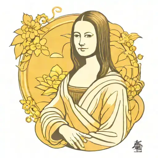 mona lisa painting tattoo design idea
