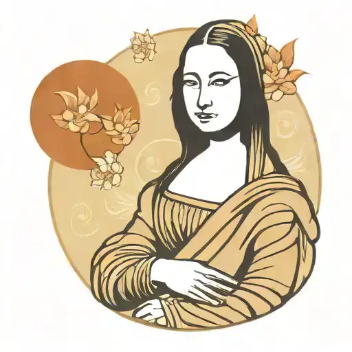 mona lisa painting tattoo design idea