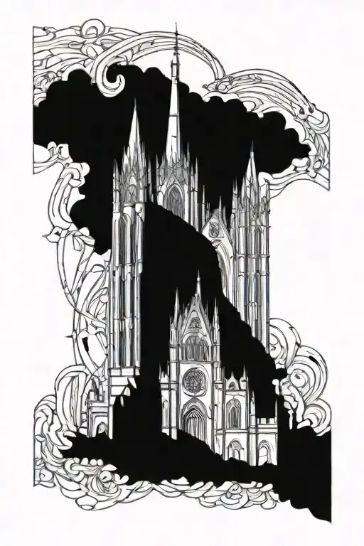 tall gothic cathedral   tattoo design idea