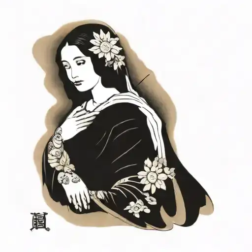 mona lisa painting tattoo design idea