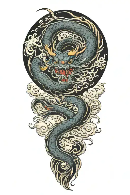dragon flying tattoo design idea