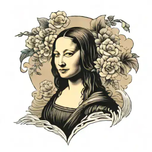 mona lisa painting tattoo design idea