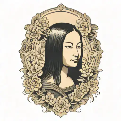 mona lisa painting tattoo design idea