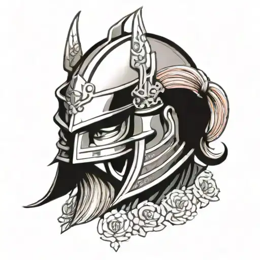 medieval knight head tattoo design idea