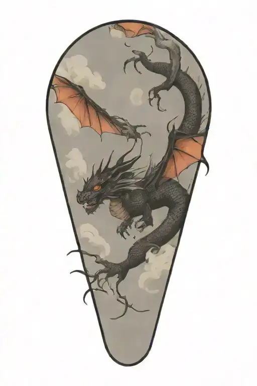 dragon flying tattoo design idea