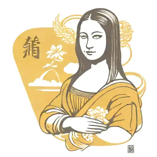 mona lisa painting tattoo design idea