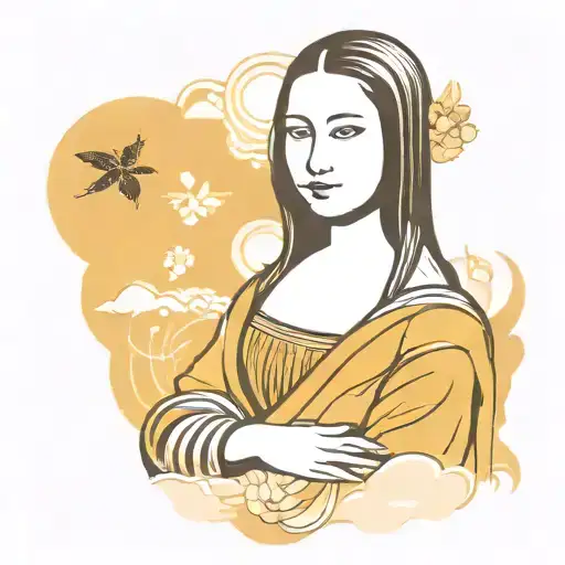 mona lisa painting tattoo design idea