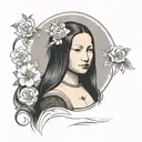 mona lisa painting tattoo design idea