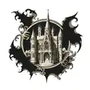 gothic castle tattoo design idea