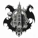 gothic castle tattoo design idea