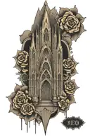 tall gothic cathedral   tattoo design idea