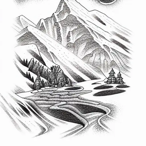 Mountain Scene tattoo design idea