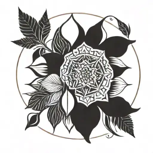 A mandala design featuring symbols representing self-discovery and empowerment tattoo design idea