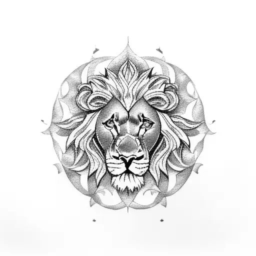 Rose and Lion and fleur de lys and maple leaf tattoo design idea