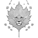 lions head emerging from maple leaf tattoo design idea