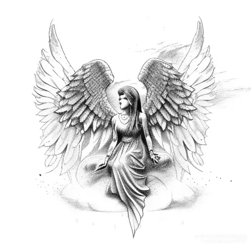 angel warrior, four dove, map, compass tattoo design idea