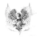 angel warrior, four dove, map, compass tattoo design idea