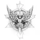 angel warrior, four dove, map, compass tattoo design idea