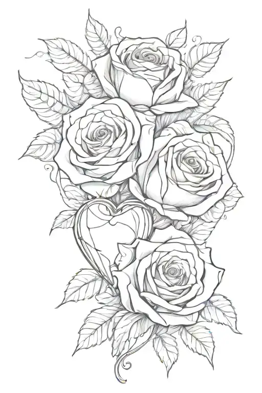 heart shape roses wrapped on one side tattoo design idea
