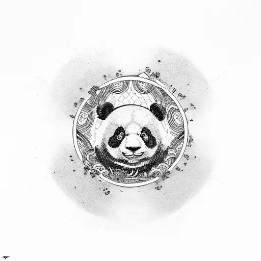 Hip-Hop panda with Yin Yang tattoo design idea