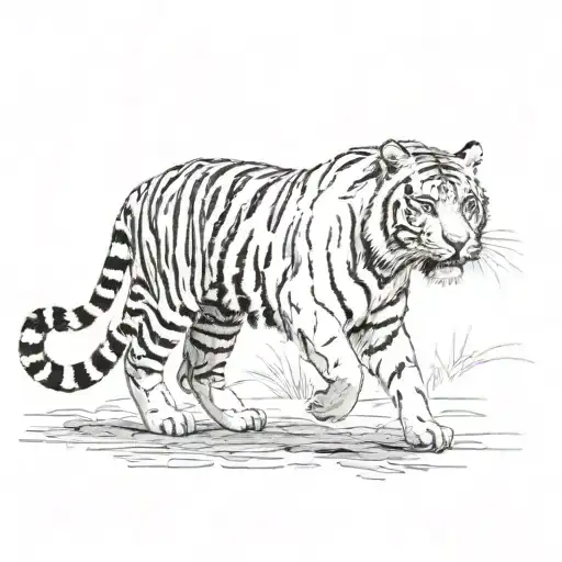 tiger walking tattoo design idea