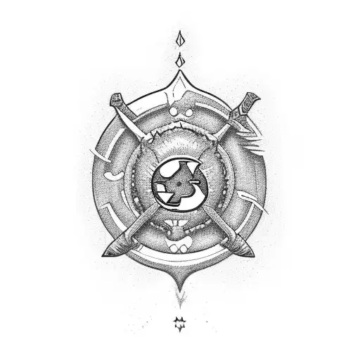 Guild Logo. Fireball. Slimemonster. Initials "PP". Two Sword tattoo design idea