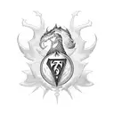 Guild Logo. Fireball. Slimemonster. Initials "PP". Two Sword tattoo design idea
