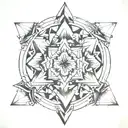 A small tattoo symbolizing family, cousins, friendship . geometric shapes, like interlocking triangles or circles tattoo design idea