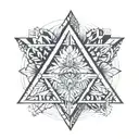 A small tattoo symbolizing family, cousins, friendship . geometric shapes, like interlocking triangles or circles tattoo design idea