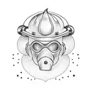 Firefighter helmet engulfed in flames tattoo design idea