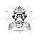 Firefighter helmet engulfed in flames tattoo design idea