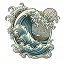 Wave under the bicep part of the arm band tattoo design idea