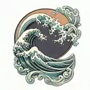 Wave under the bicep part of the arm band tattoo design idea