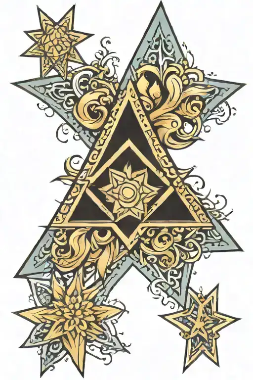 8 pointed star with a golden hue from the middle  tattoo design idea