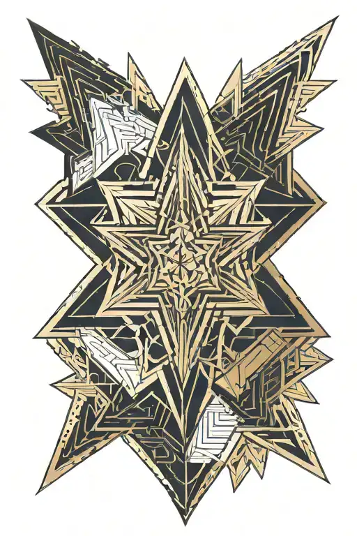 8 pointed star with a golden hue from the middle  tattoo design idea