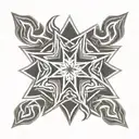 White 8 pointed star with a tiny elegant flame wrapping around it tattoo design idea