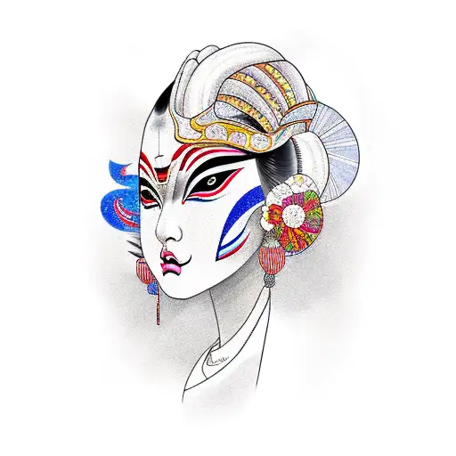 kabuki, girl tattoo design idea