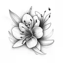 prairie lily flowers with 7 small butterflies  tattoo design idea