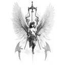 fallen angel by alexandre cabanel full sleeve with warrior like details tattoo design idea